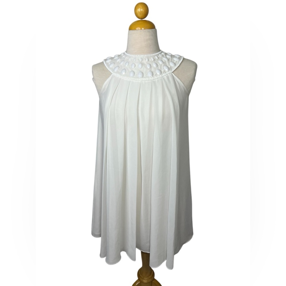 Paul and Joe sister white beaded mini shift dress size M